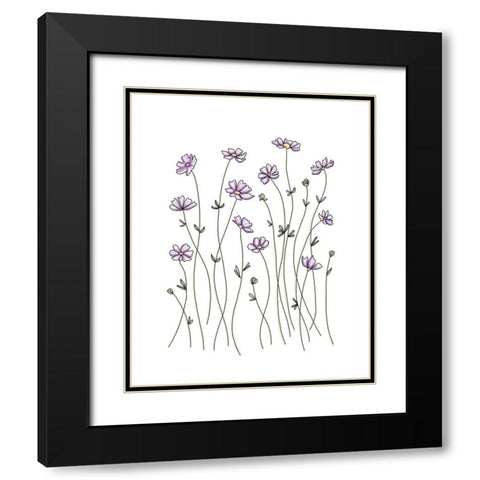 Purple Wildflowers Black Modern Wood Framed Art Print with Double Matting by Tyndall, Elizabeth