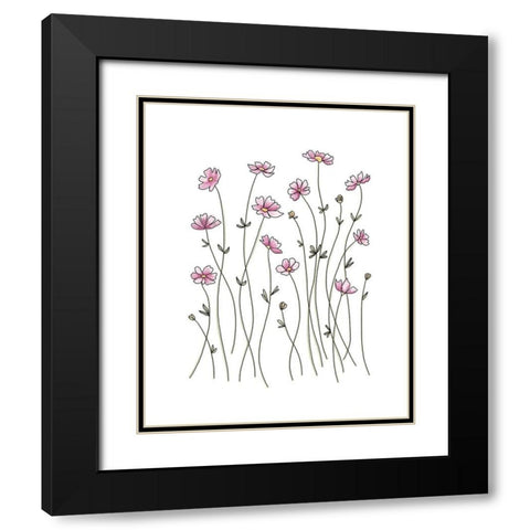 Pink Wildflowers Black Modern Wood Framed Art Print with Double Matting by Tyndall, Elizabeth