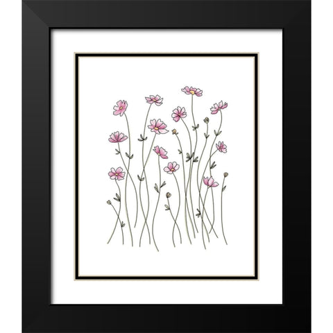 Pink Wildflowers Black Modern Wood Framed Art Print with Double Matting by Tyndall, Elizabeth