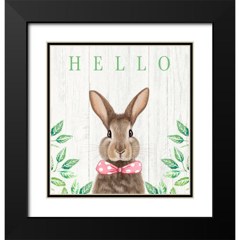 Hello Bunny Black Modern Wood Framed Art Print with Double Matting by Tyndall, Elizabeth