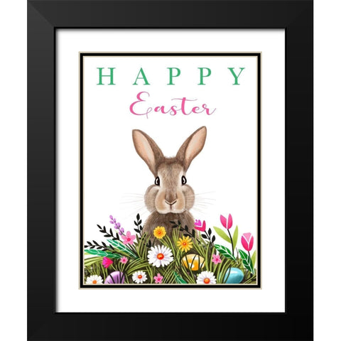 Happy Easter Bunny Black Modern Wood Framed Art Print with Double Matting by Tyndall, Elizabeth