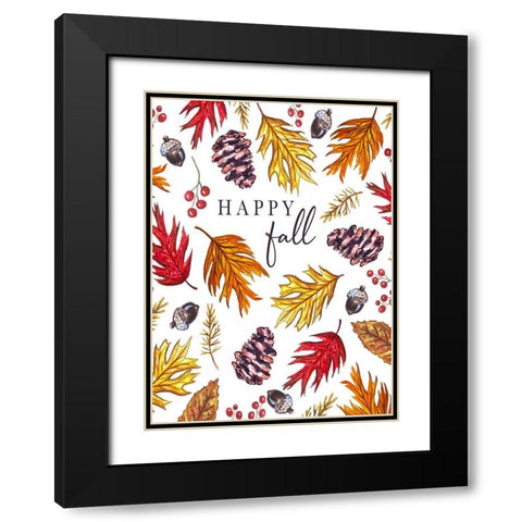 Happy Fall Black Modern Wood Framed Art Print with Double Matting by Tyndall, Elizabeth