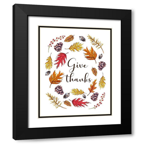 Give Thanks Black Modern Wood Framed Art Print with Double Matting by Tyndall, Elizabeth