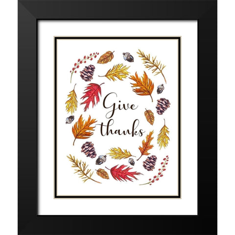 Give Thanks Black Modern Wood Framed Art Print with Double Matting by Tyndall, Elizabeth