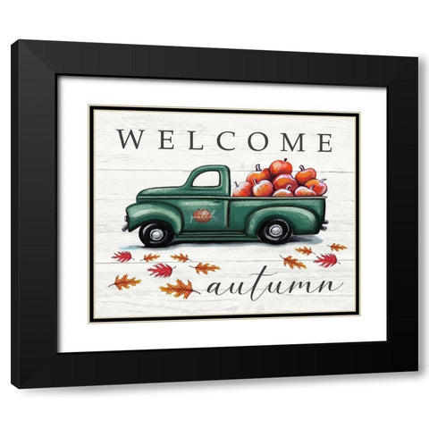 Welcome Autumn Black Modern Wood Framed Art Print with Double Matting by Tyndall, Elizabeth