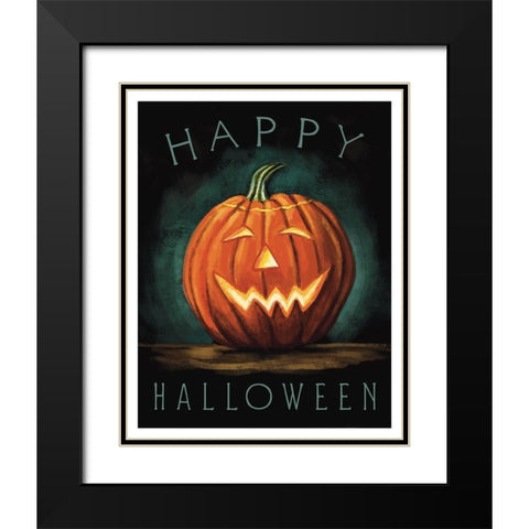 Happy Halloween Black Modern Wood Framed Art Print with Double Matting by Tyndall, Elizabeth