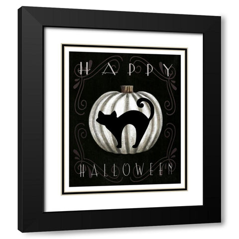 Happy Halloween Black Modern Wood Framed Art Print with Double Matting by Tyndall, Elizabeth