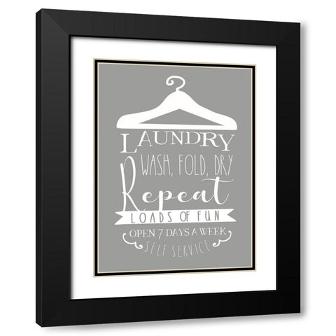 Laundry Sign Black Modern Wood Framed Art Print with Double Matting by Tyndall, Elizabeth