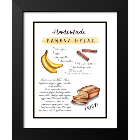 Banana Bread Recipe Black Modern Wood Framed Art Print with Double Matting by Tyndall, Elizabeth