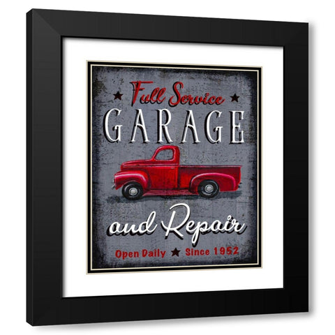 Full Service Garage Black Modern Wood Framed Art Print with Double Matting by Tyndall, Elizabeth