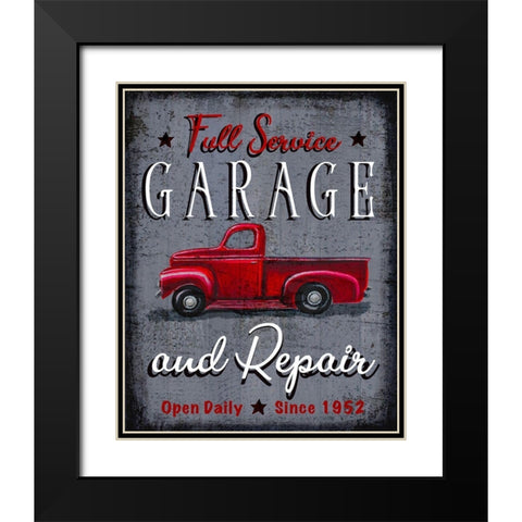 Full Service Garage Black Modern Wood Framed Art Print with Double Matting by Tyndall, Elizabeth