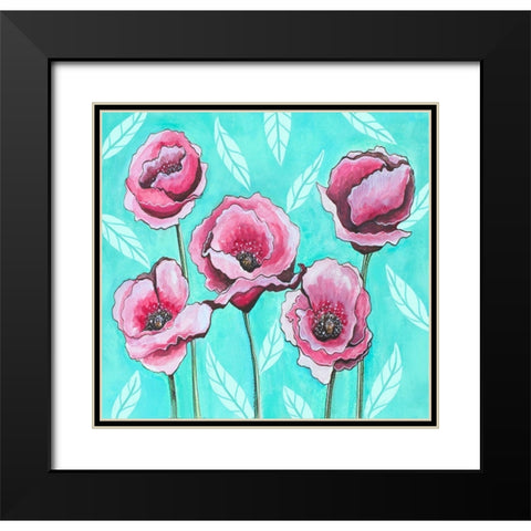 Pink Poppies IV Black Modern Wood Framed Art Print with Double Matting by Tyndall, Elizabeth