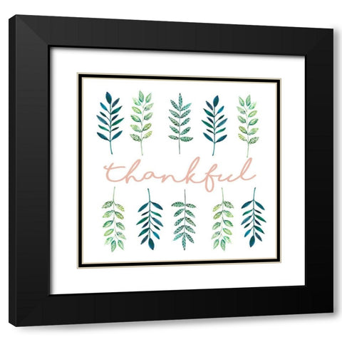 Thankful Leaves Black Modern Wood Framed Art Print with Double Matting by Tyndall, Elizabeth