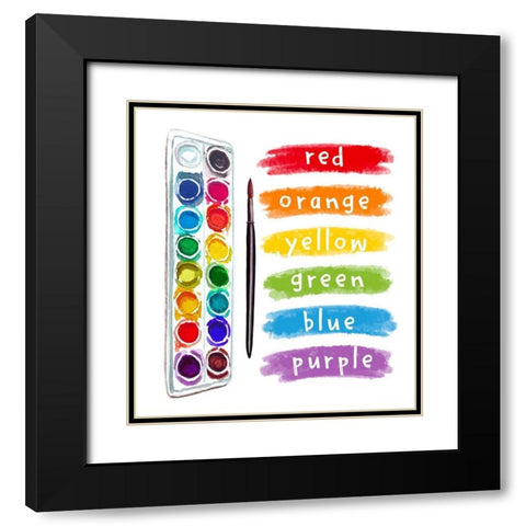 Watercolor Rainbow Black Modern Wood Framed Art Print with Double Matting by Tyndall, Elizabeth