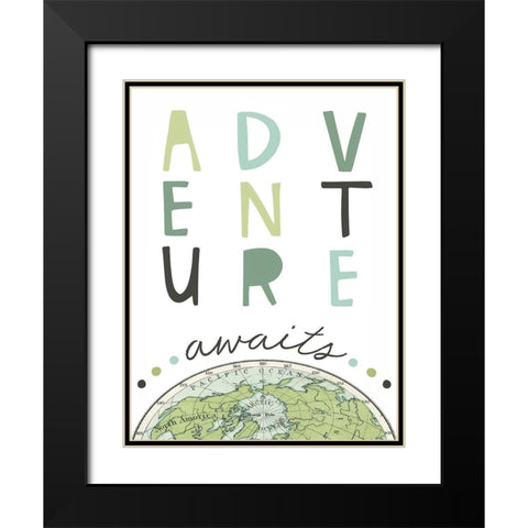 Adventure Awaits Black Modern Wood Framed Art Print with Double Matting by Tyndall, Elizabeth