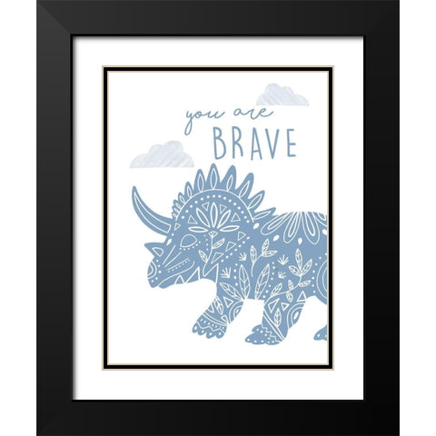 You Are Brave Dino Black Modern Wood Framed Art Print with Double Matting by Tyndall, Elizabeth