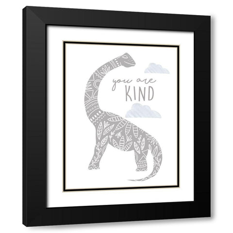 You Are Kind Dino Black Modern Wood Framed Art Print with Double Matting by Tyndall, Elizabeth