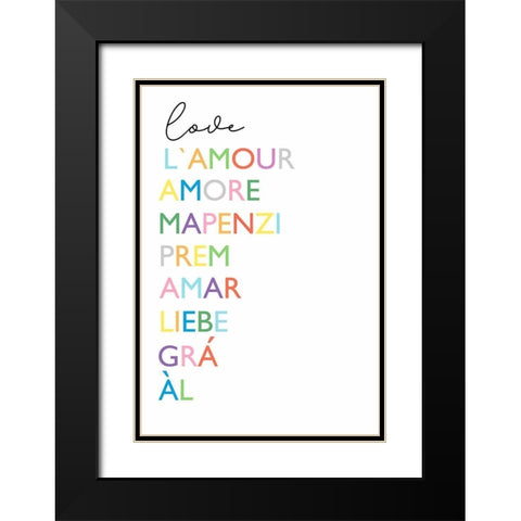 Cursive Love Black Modern Wood Framed Art Print with Double Matting by Tyndall, Elizabeth