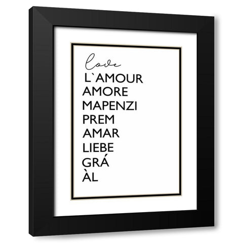 Love Cursive Black Modern Wood Framed Art Print with Double Matting by Tyndall, Elizabeth