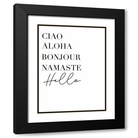 Hello Languages Black Modern Wood Framed Art Print with Double Matting by Tyndall, Elizabeth