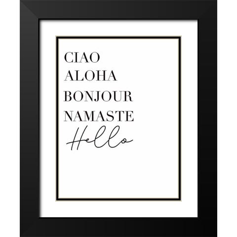 Hello Languages Black Modern Wood Framed Art Print with Double Matting by Tyndall, Elizabeth