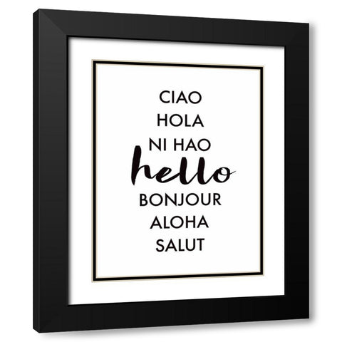 Hello Languages Black Modern Wood Framed Art Print with Double Matting by Tyndall, Elizabeth