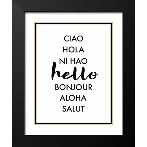 Hello Languages Black Modern Wood Framed Art Print with Double Matting by Tyndall, Elizabeth