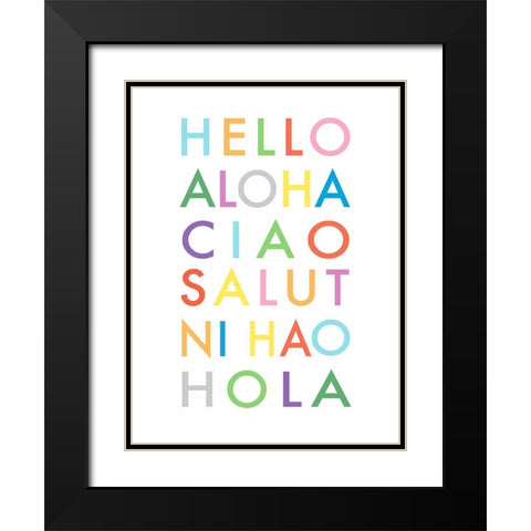 Hello Languages Black Modern Wood Framed Art Print with Double Matting by Tyndall, Elizabeth