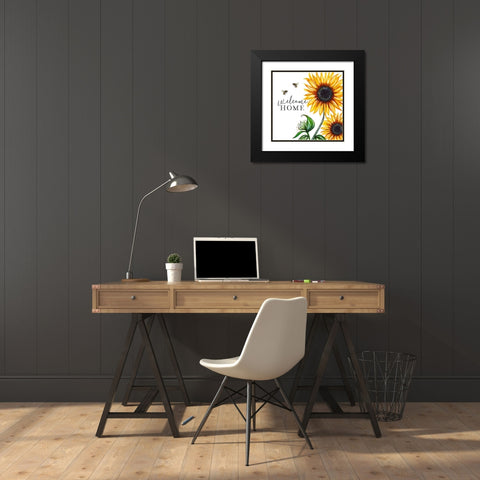 Sunflower Welcome Black Modern Wood Framed Art Print with Double Matting by Tyndall, Elizabeth