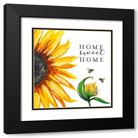 Home Sweet Home Sunflower Black Modern Wood Framed Art Print with Double Matting by Tyndall, Elizabeth