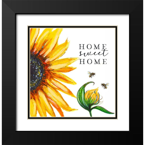 Home Sweet Home Sunflower Black Modern Wood Framed Art Print with Double Matting by Tyndall, Elizabeth