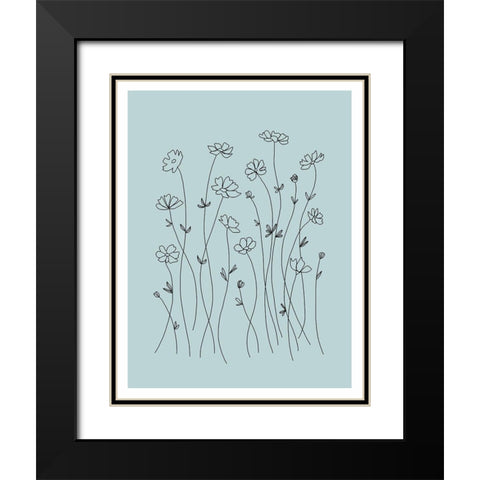 Line Flowers Black Modern Wood Framed Art Print with Double Matting by Tyndall, Elizabeth