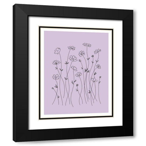 Line Flowers Black Modern Wood Framed Art Print with Double Matting by Tyndall, Elizabeth