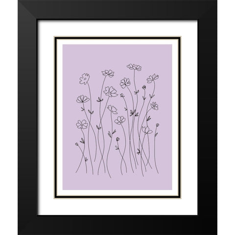 Line Flowers Black Modern Wood Framed Art Print with Double Matting by Tyndall, Elizabeth