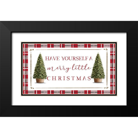 Merry Little Christmas Black Modern Wood Framed Art Print with Double Matting by Tyndall, Elizabeth