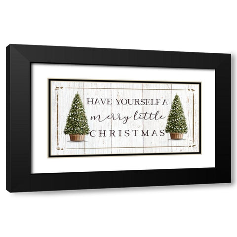 Merry Little Christmas Black Modern Wood Framed Art Print with Double Matting by Tyndall, Elizabeth