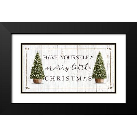 Merry Little Christmas Black Modern Wood Framed Art Print with Double Matting by Tyndall, Elizabeth