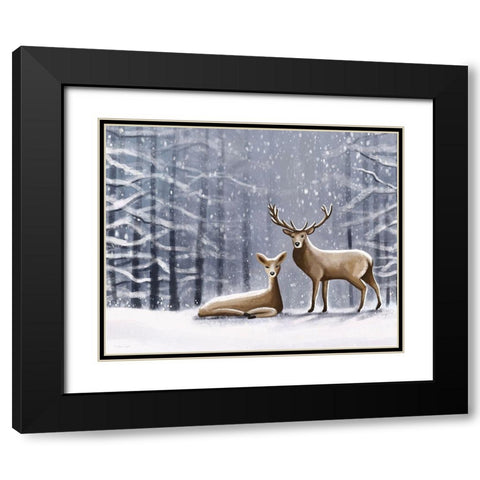 Deer Black Modern Wood Framed Art Print with Double Matting by Tyndall, Elizabeth