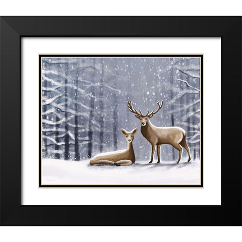 Deer Black Modern Wood Framed Art Print with Double Matting by Tyndall, Elizabeth