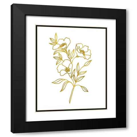 Gold Floral I Black Modern Wood Framed Art Print with Double Matting by Tyndall, Elizabeth