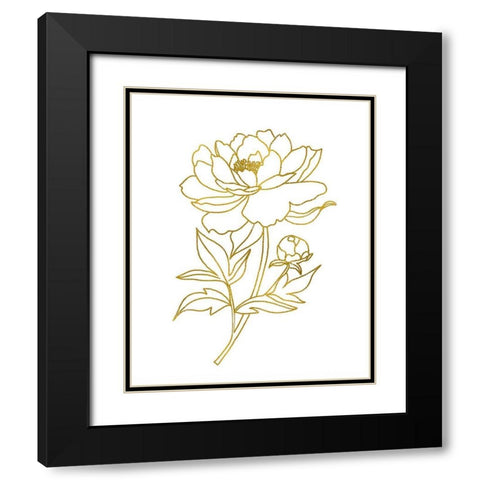 Gold Floral II Black Modern Wood Framed Art Print with Double Matting by Tyndall, Elizabeth