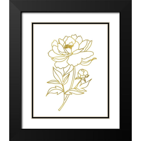 Gold Floral II Black Modern Wood Framed Art Print with Double Matting by Tyndall, Elizabeth