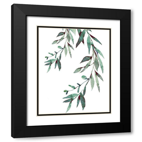 Watercolor Leaves II Black Modern Wood Framed Art Print with Double Matting by Tyndall, Elizabeth