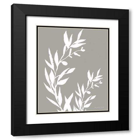 White Leaves II Black Modern Wood Framed Art Print with Double Matting by Tyndall, Elizabeth