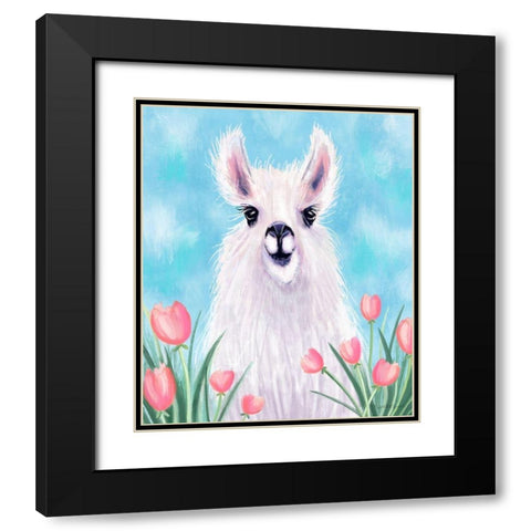 Llama Black Modern Wood Framed Art Print with Double Matting by Tyndall, Elizabeth