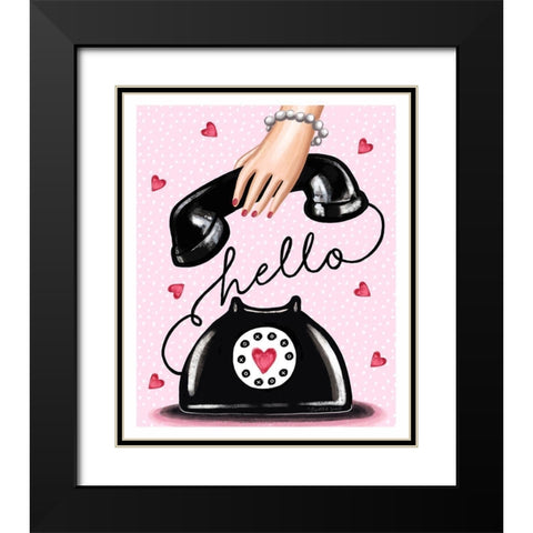 Valentine Phone Black Modern Wood Framed Art Print with Double Matting by Tyndall, Elizabeth