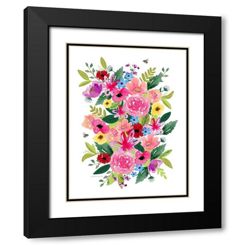 Bright Florals Black Modern Wood Framed Art Print with Double Matting by Tyndall, Elizabeth