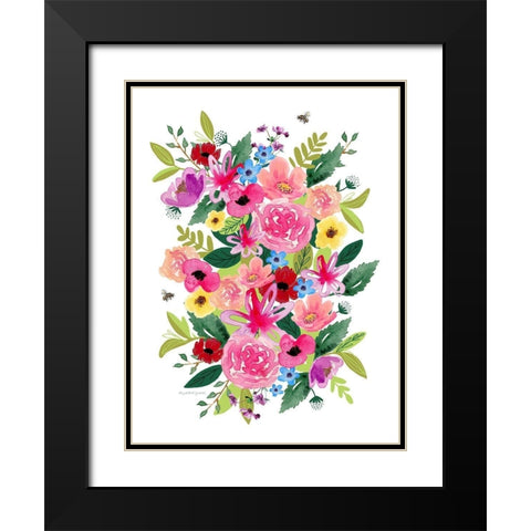 Bright Florals Black Modern Wood Framed Art Print with Double Matting by Tyndall, Elizabeth