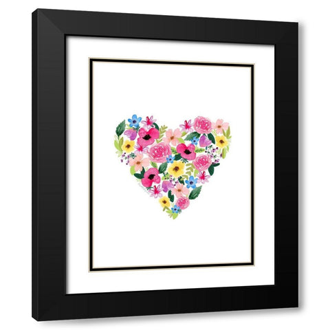 Flower Heart II Black Modern Wood Framed Art Print with Double Matting by Tyndall, Elizabeth