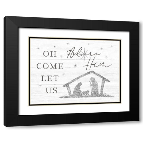 Let Us Adore Him Black Modern Wood Framed Art Print with Double Matting by Tyndall, Elizabeth